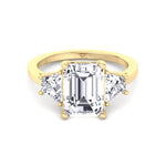 Paolina - 3 Stone Emerald & Trapezoid Diamond Engagement Ring - Gem Jewelers Co