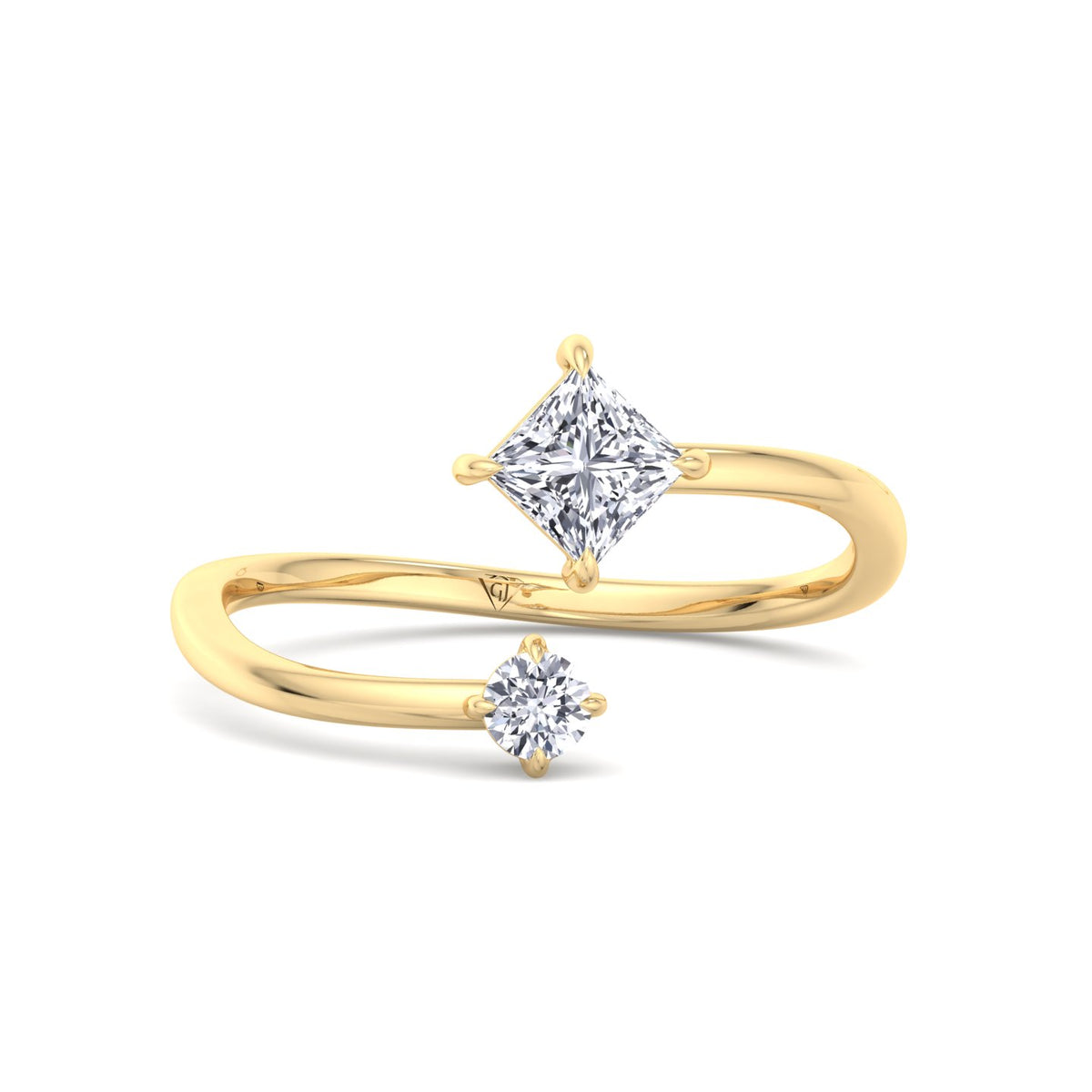 Ora - Princess & Round Cut Diamond Stackable Ring - Gem Jewelers Co
