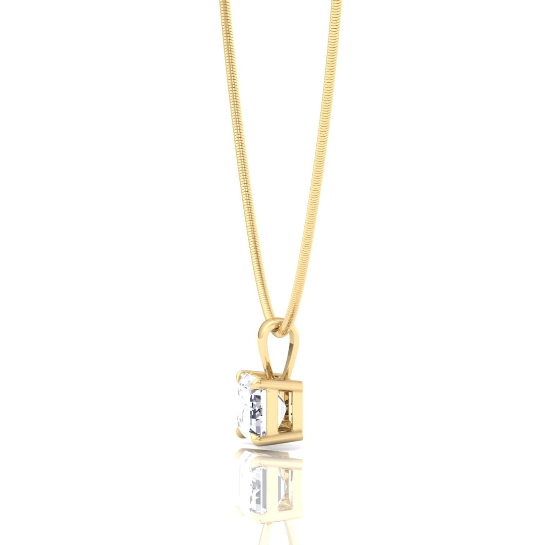 Emerald-Cut-Natural- Diamond Necklace -Pendant on Luxe -Omega Chain