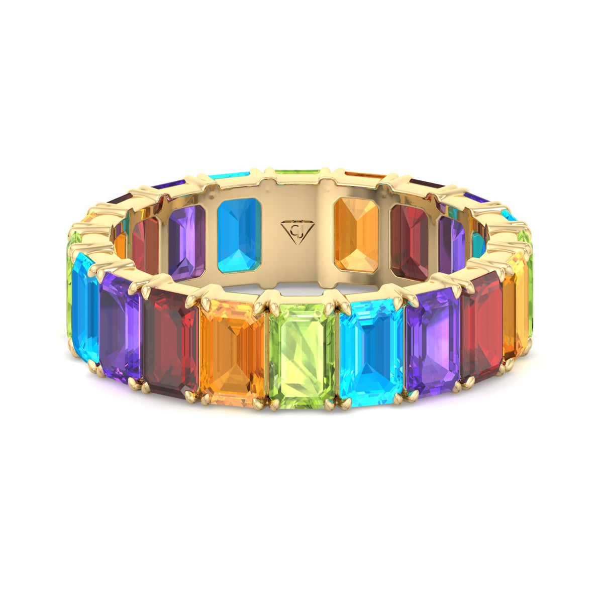Cartia - Multi-Color Emerald Shape Eternity Band - Gem Jewelers Co