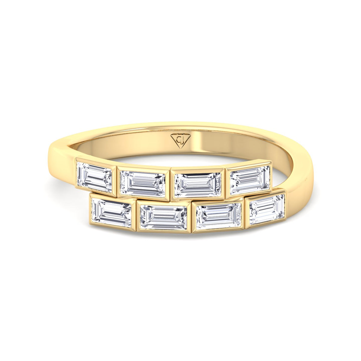 Giselli - Baguette Shape Bezel Setting Diamond Wrap Ring - Gem Jewelers Co