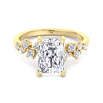 Carmela - Radiant Shape Hidden Halo Diamond Engagement Ring With Clustered Side Stones - Gem Jewelers Co