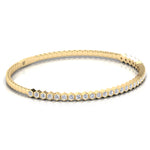 Hexagonal Bezel Set Natural Diamond Flexible Bangle Yellow Gold 14K