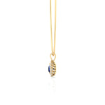 Oval Shape Natural Blue Sapphire and Diamond Halo Pendant in Omega Chain Yellow Gold