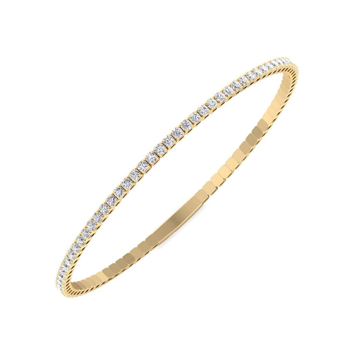 Flexible Natural Diamond Full Bangle in 14K yellow Gold