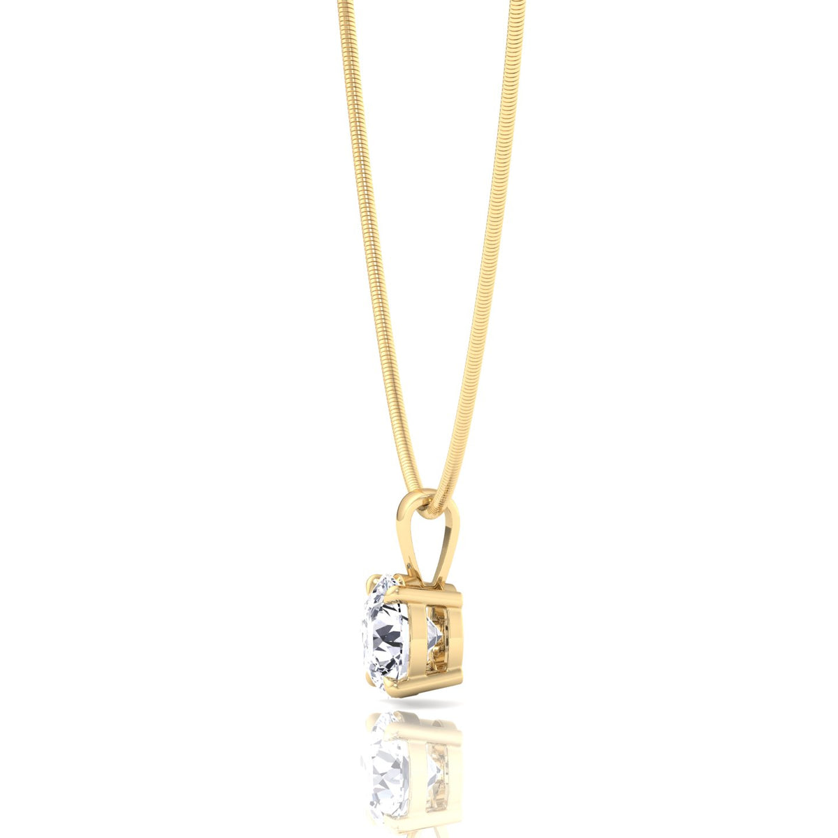 Round Shape - Natural Diamond Necklace Pendant-  on Luxe Omega Chain
