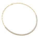 Piazza - Halfway Adjustable Diamond Tennis Necklace With Paperclip Chain - Gem Jewelers Co