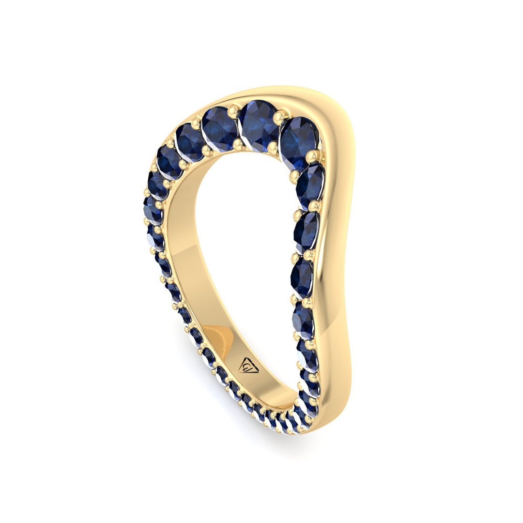 Natural Blue Sapphire Invisible Halo Eternity Band Yellow Gold