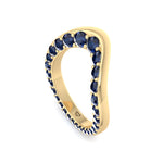 Natural Blue Sapphire Invisible Halo Eternity Band Yellow Gold