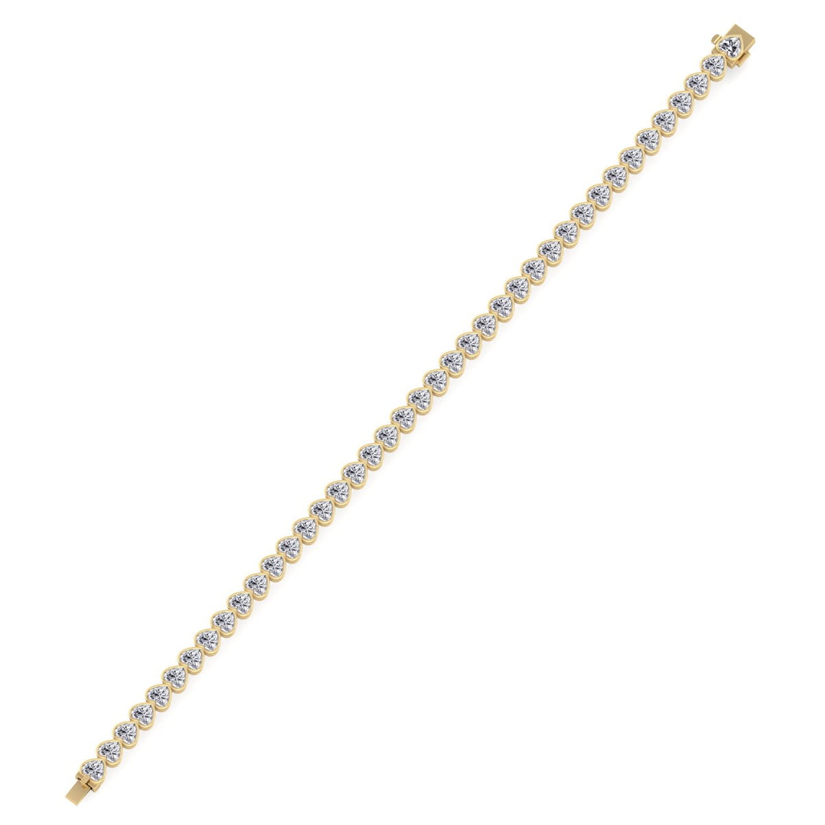 Elaria - East to West Heart Shape Bezel Set Natural Diamond Tennis Bracelet - Gem Jewelers Co