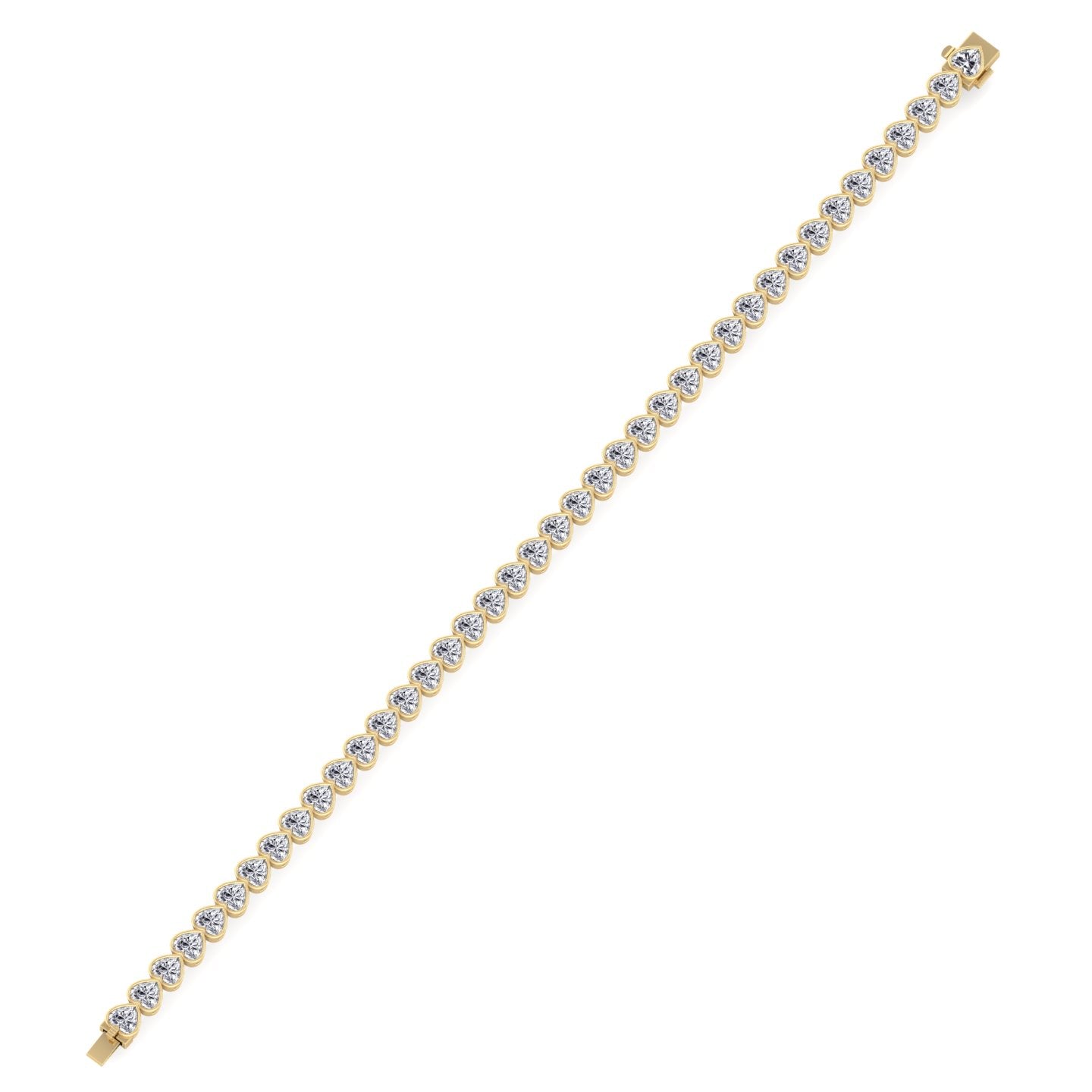 Elaria - East to West Heart Shape Bezel Set Natural Diamond Tennis Bracelet - Gem Jewelers Co