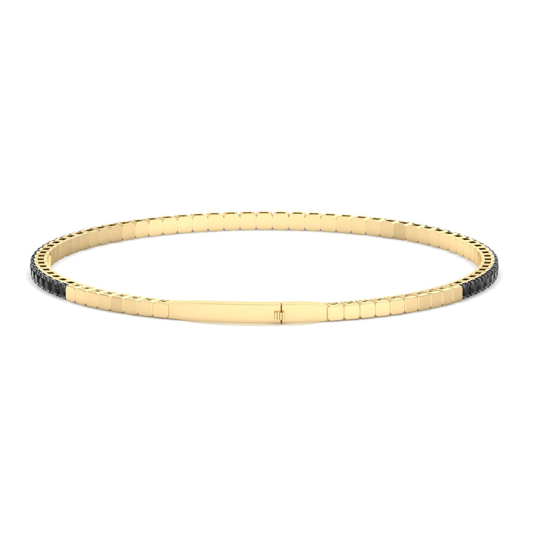 Flexible Natural Black Diamond Bangle in 14K Solid Gold