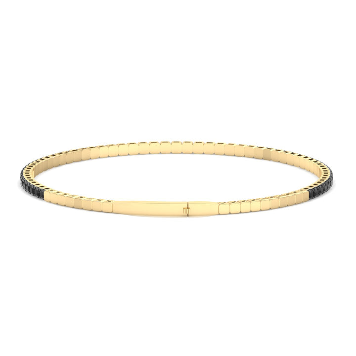 Flexible Natural Black Diamond Bangle in 14K Solid Gold