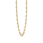 4-Prong Round Natural Diamond Bar Necklace Yellow Gold 