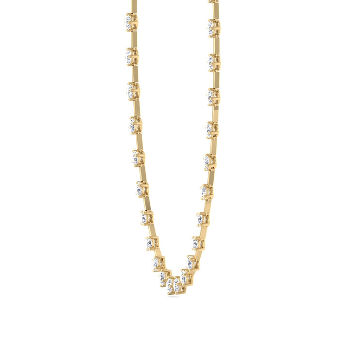 4-Prong Round Natural Diamond Bar Necklace Yellow Gold 