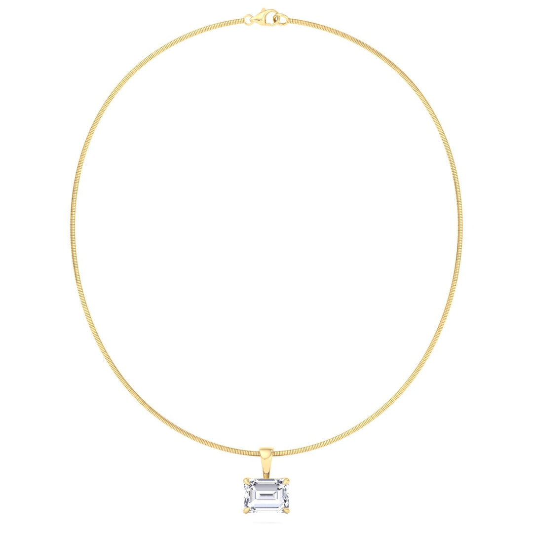 Emerald-Cut Natural Diamond Necklace on Luxe Omega Chain