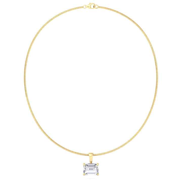 Emerald-Cut Natural Diamond Necklace on Luxe Omega Chain