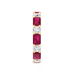 Alternating Natural Emerald Shape Red Ruby and Round Shape Diamond Eternity Band Yellow