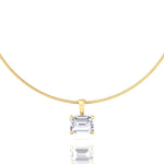 Emerald-Cut-Natural Diamond Necklace Pendant on- Luxe Omega Chain-GJ