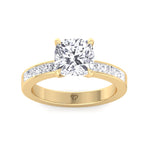 Yellow Gold Cushion Shape Diamond Engagement Ring