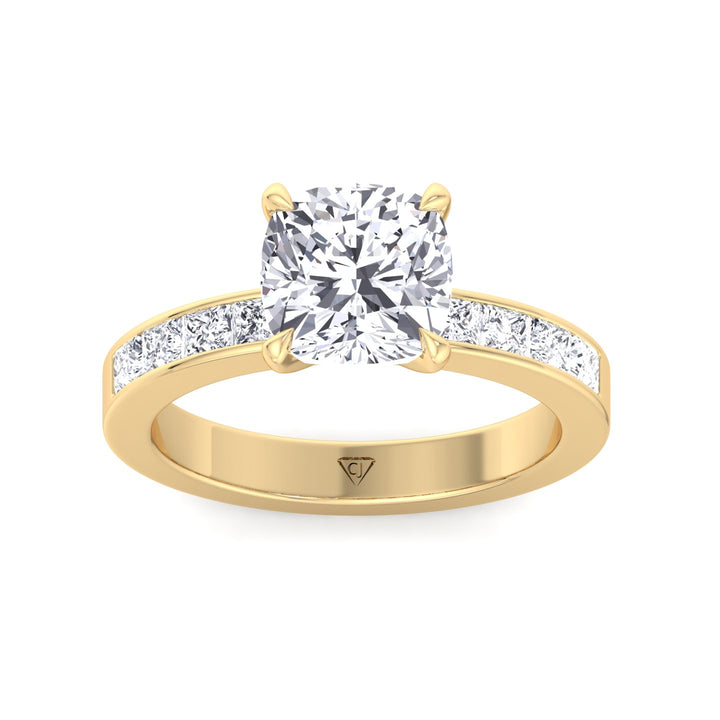 Yellow Gold Cushion Shape Diamond Engagement Ring