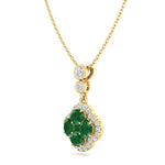 Yellow Gold Green Emerald and Diamond Pendant