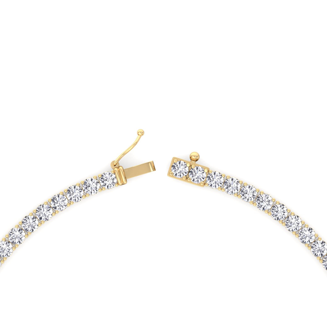 Non-Flip 4-Prong Natural Diamond Tennis Necklace - 14K Solid Gold
