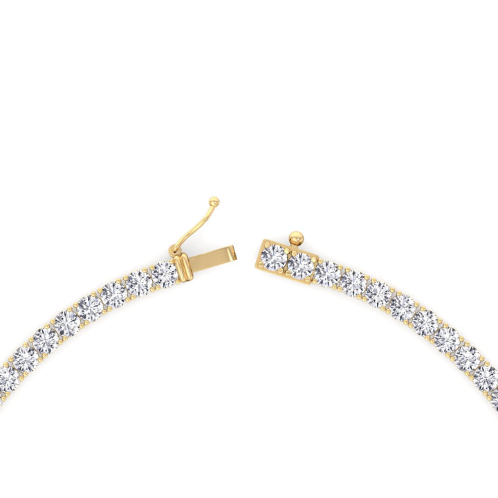Non-Flip 4-Prong Natural Diamond Tennis Necklace - 14K Solid Gold