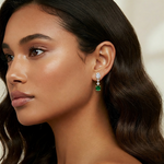 Green Emerald Cushion Cut and Oval & Round Shape Natural Diamond Drop Earrings YG