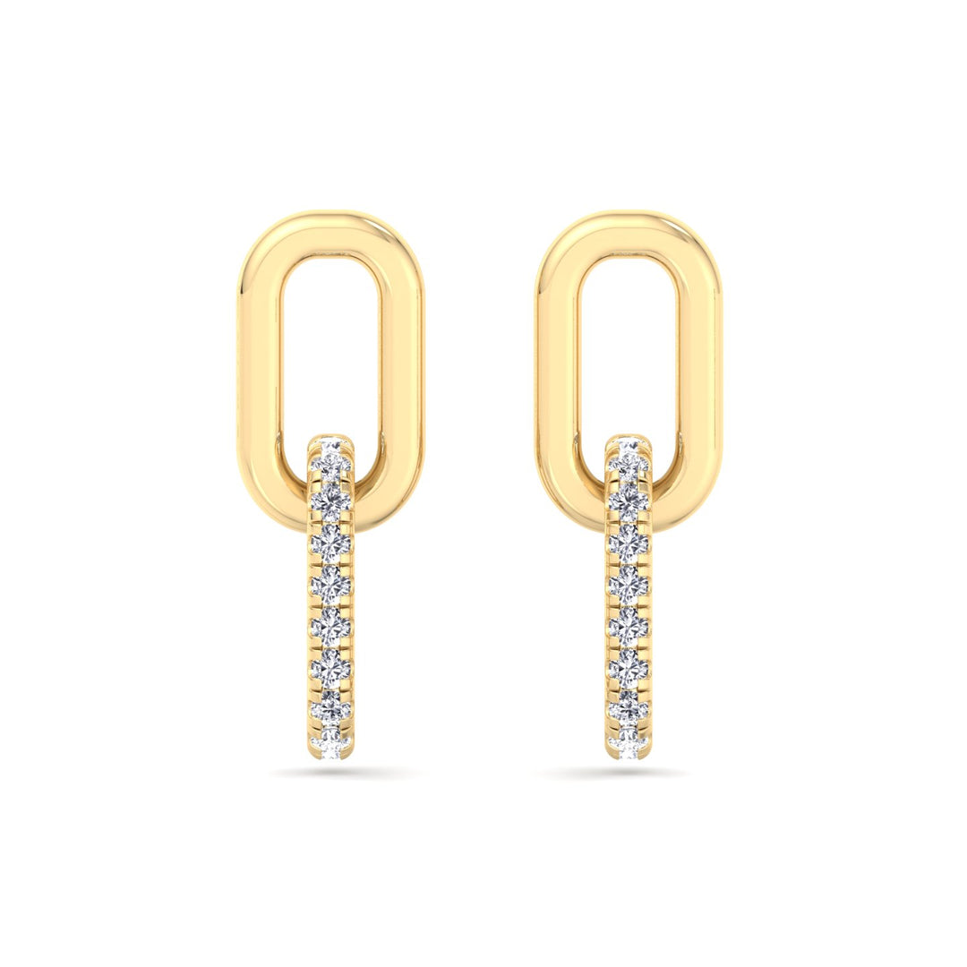 YG Paperclip Chain Lab Grown Diamond Earrings 4