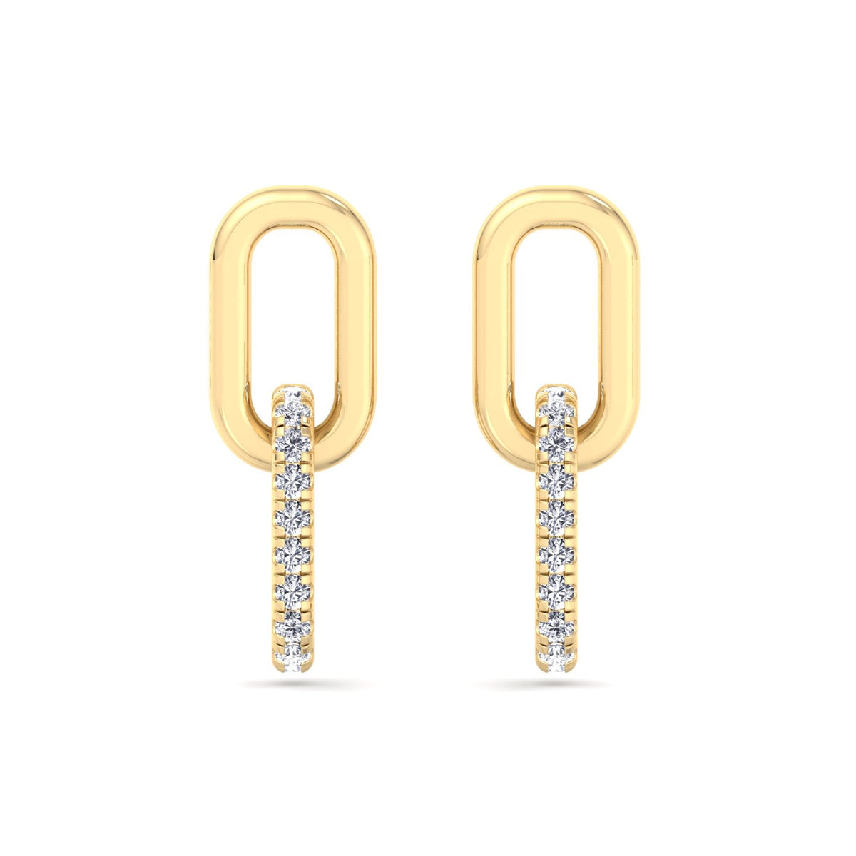 YG Paperclip Chain Lab Grown Diamond Earrings 4