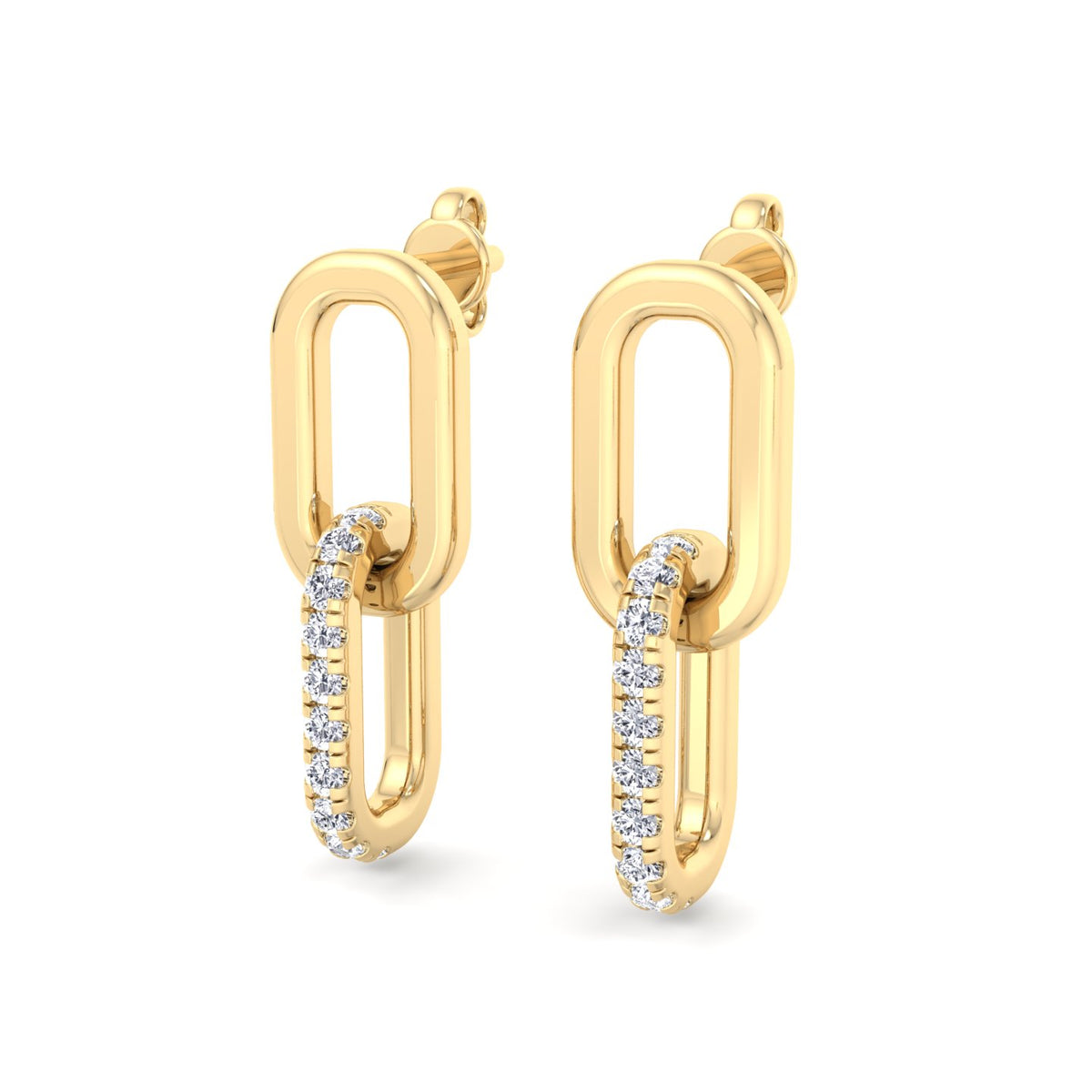 YG Paperclip Chain Lab Grown Diamond Earrings 2