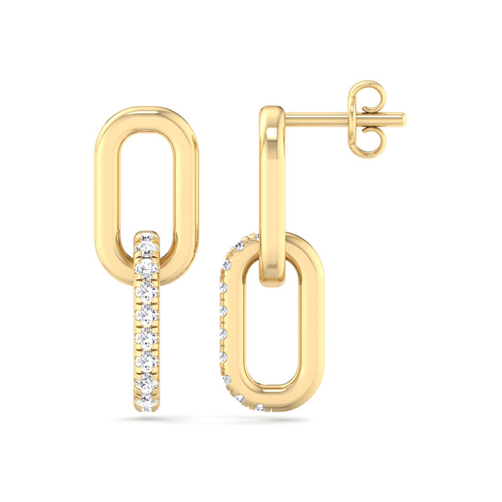 RG Paperclip Chain Lab Grown Diamond Earrings 