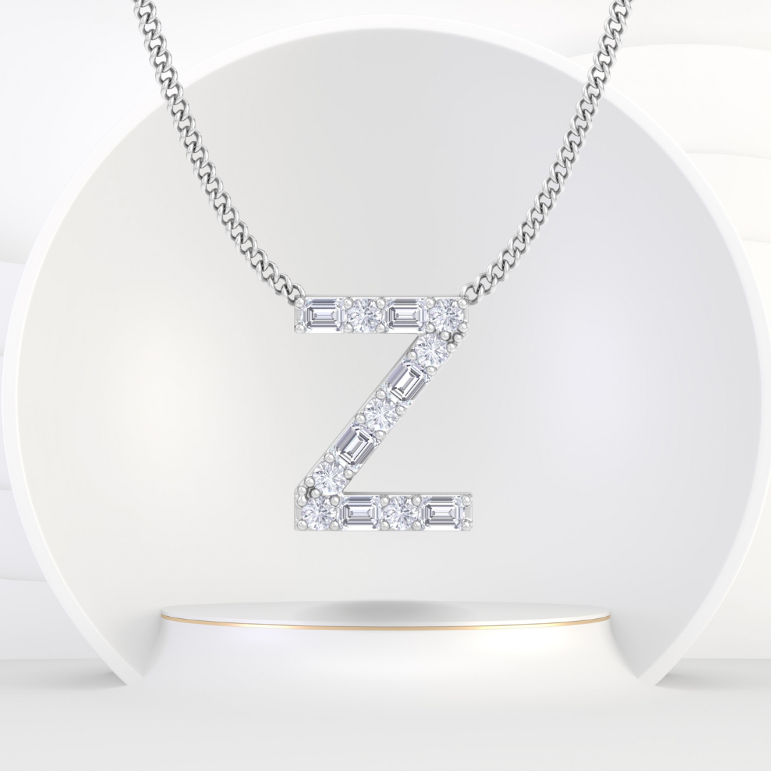 Z Initial Natural Diamond Pendant Necklace