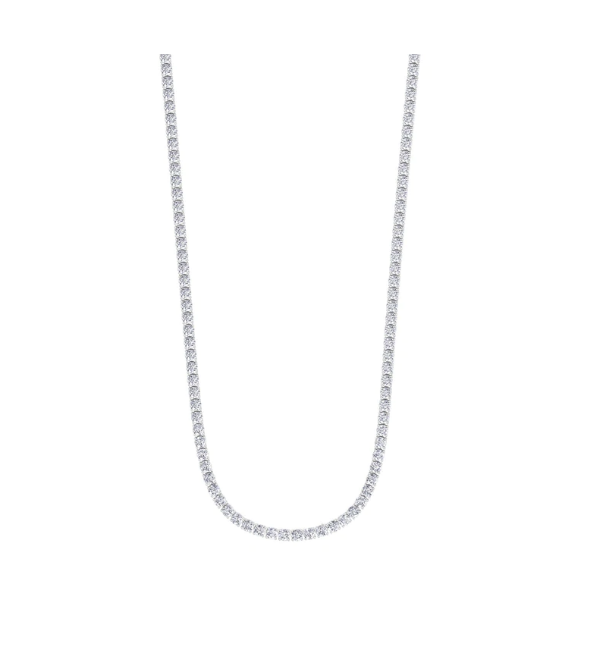 Custom - 9.23CT Diamond Tennis Necklace in 14k White Gold