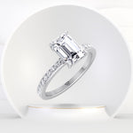 Ferizia - Emerald Shape Diamond Engagement Ring with Channel Set Band - Gem Jewelers Co