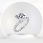 Madella - Princess Shape Hidden Halo Diamond Engagement Ring with Pave Band - Gem Jewelers Co