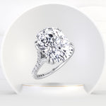 Augusta - Elongated Cushion Shape Double Claw Diamond Engagement Ring with Pave Band - Gem Jewelers Co