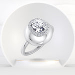 Inez - Bubble Bezel Cushion Shape Halo Diamond Engagement Ring - Gem Jewelers Co