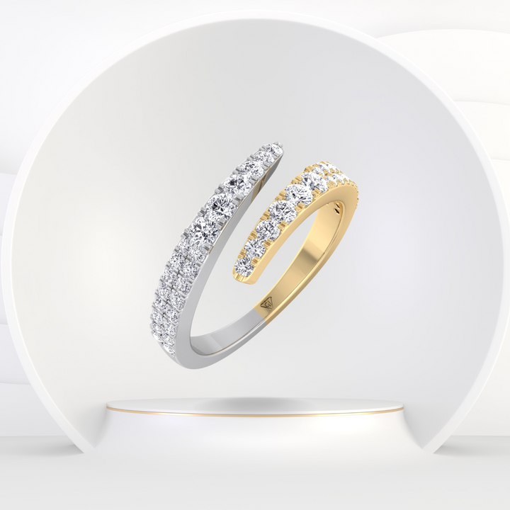 .50CT TW. Round Cut Two Tone Natural Diamond Wrap Ring