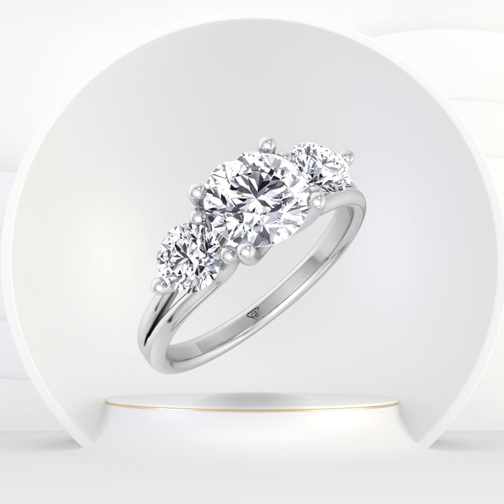 3 Stone Round Shape Natural Diamond Engagement Ring