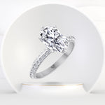 Violeza - Oval Shape Diamond Engagement Ring with Duet Pave Band - Gem Jewelers Co
