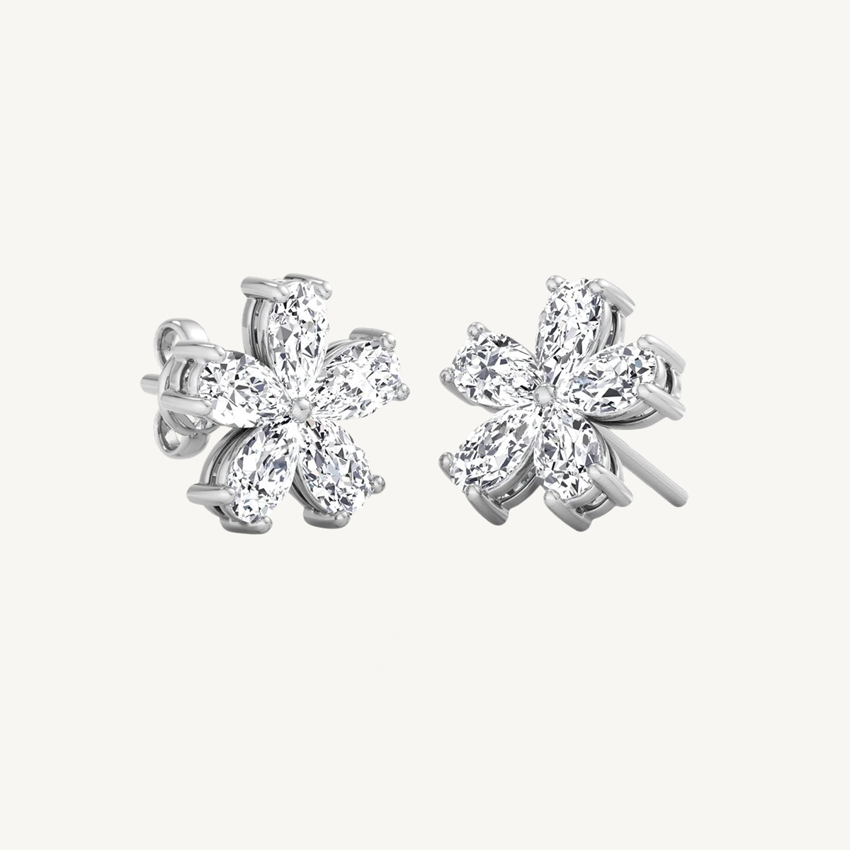 1.05 Carat Pear Shape Flower Diamond Earrings