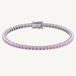 Natural pink sapphire tennis bracelet 14K solid gold