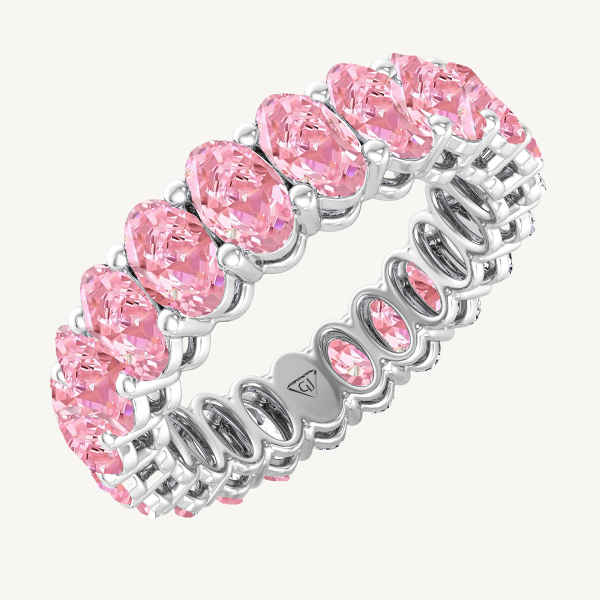 Oval Shape Pink Sapphire Eternity Band