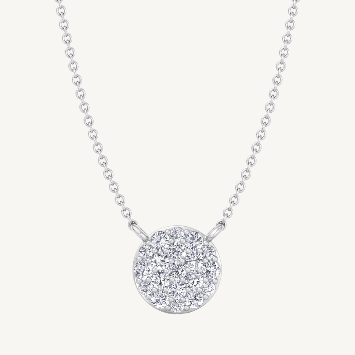 1.24Ct T.W Pave Circle Pendant Diamond Necklace
