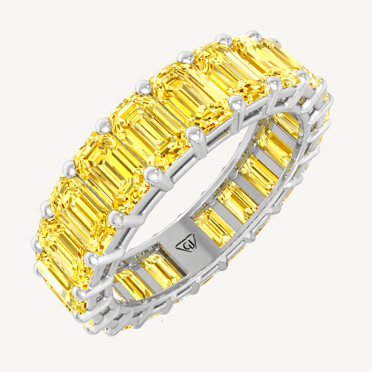 5CT Emerald Shape Natural Fancy Yellow Diamond Eternity Band