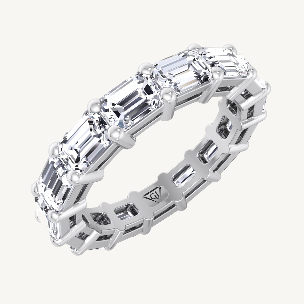 East To West Emerald Cut Natural Diamond Eternity Band