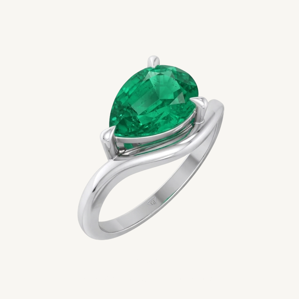 Natural Green Emerald Pear Shape Pinky Ring