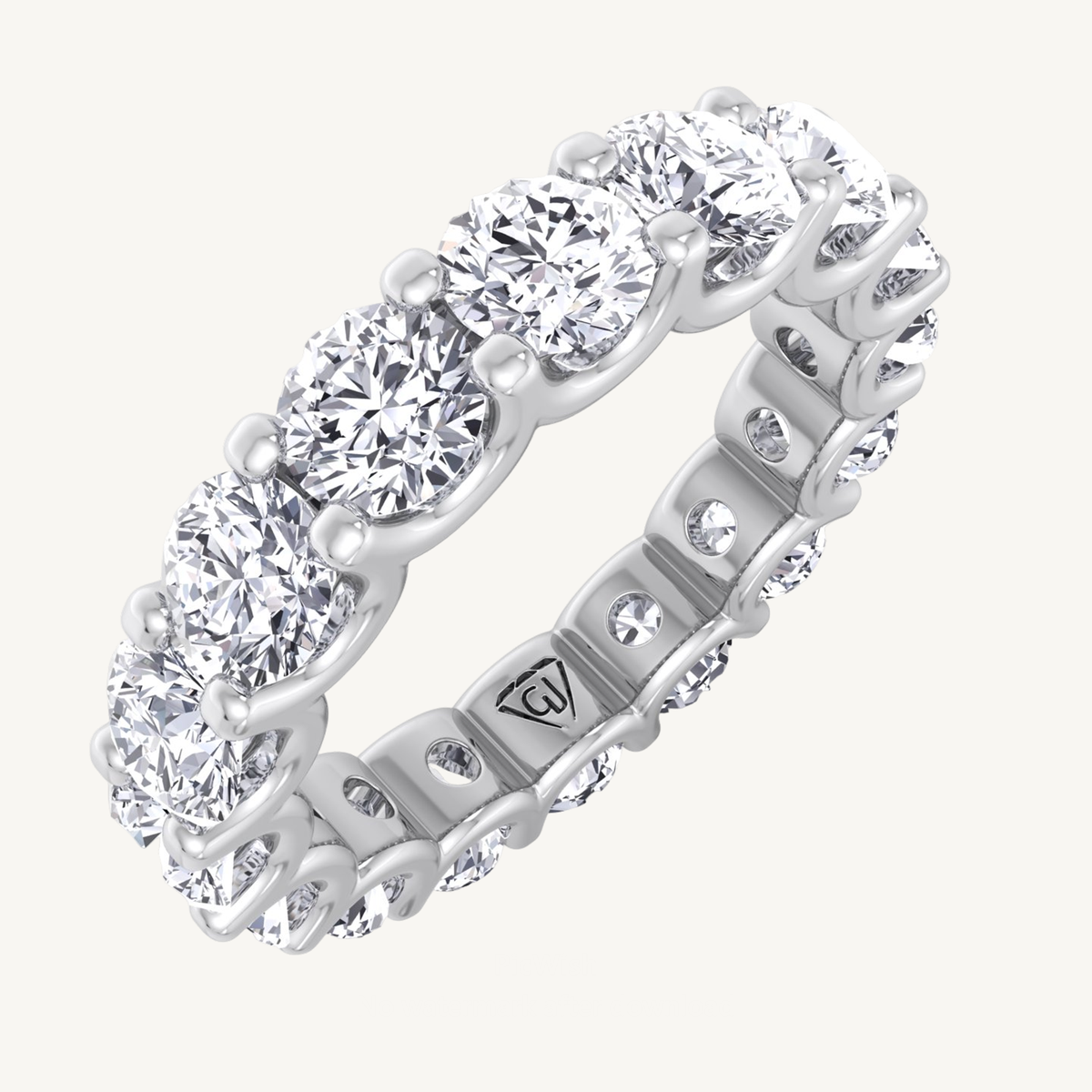 Natural Diamond U-Prong Eternity Band Solid Gold